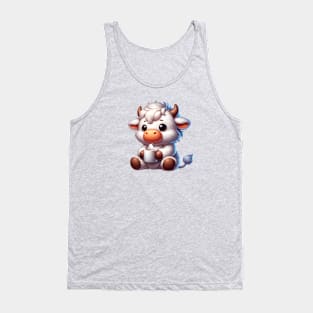 Cow Drinking Coffee Tank Top